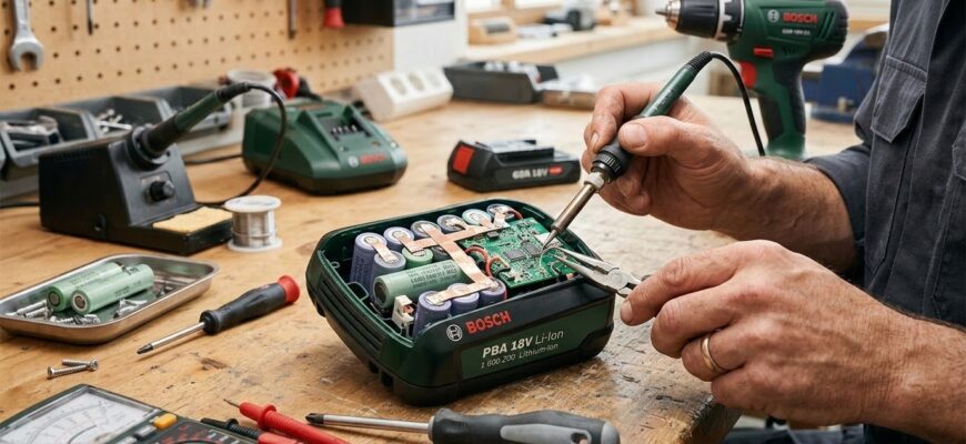 Как произвести ремонт аккумулятора шуруповерта BOSCH